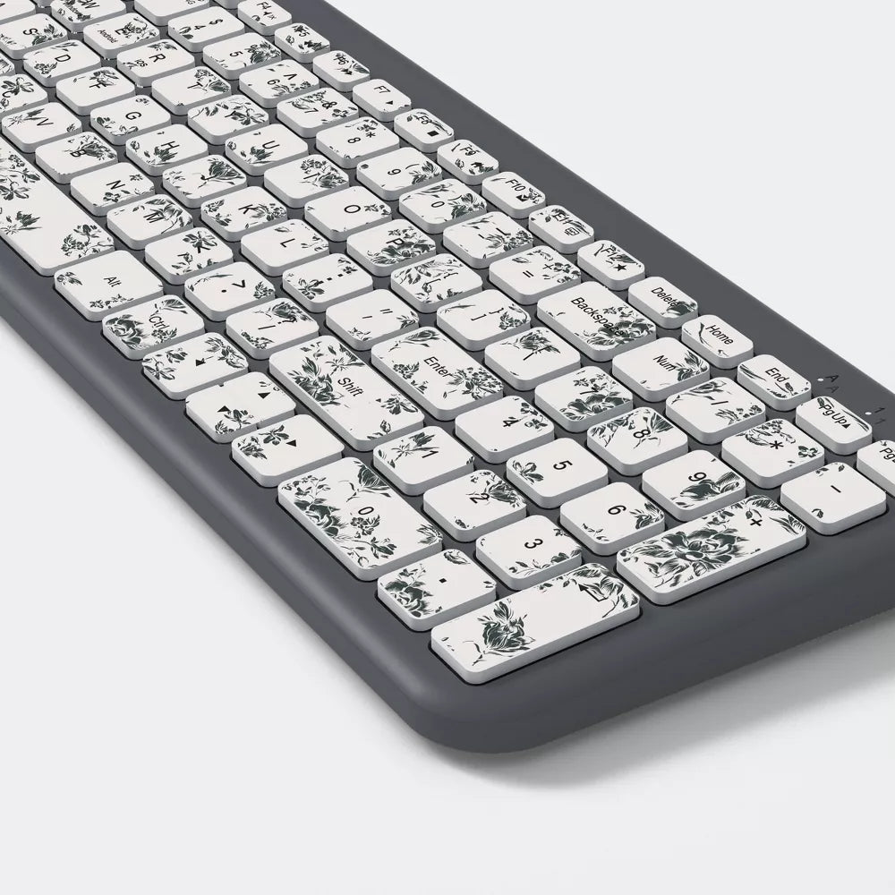 Pattern Decorated Full Size Dual Wireless Membrane Keyboard