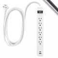 6-Outlet Power Strip with USB-A & USB-C Ports and 6ft Braided Flat Plug Cord