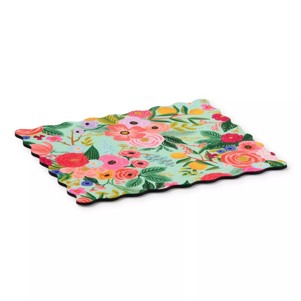 Scalloped Edge Floral Printed Mouse Pad For Desktop Decoration
