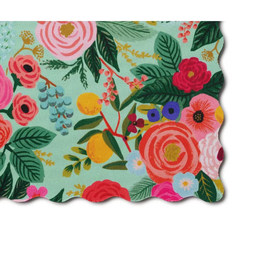 Scalloped Edge Floral Printed Mouse Pad For Desktop Decoration