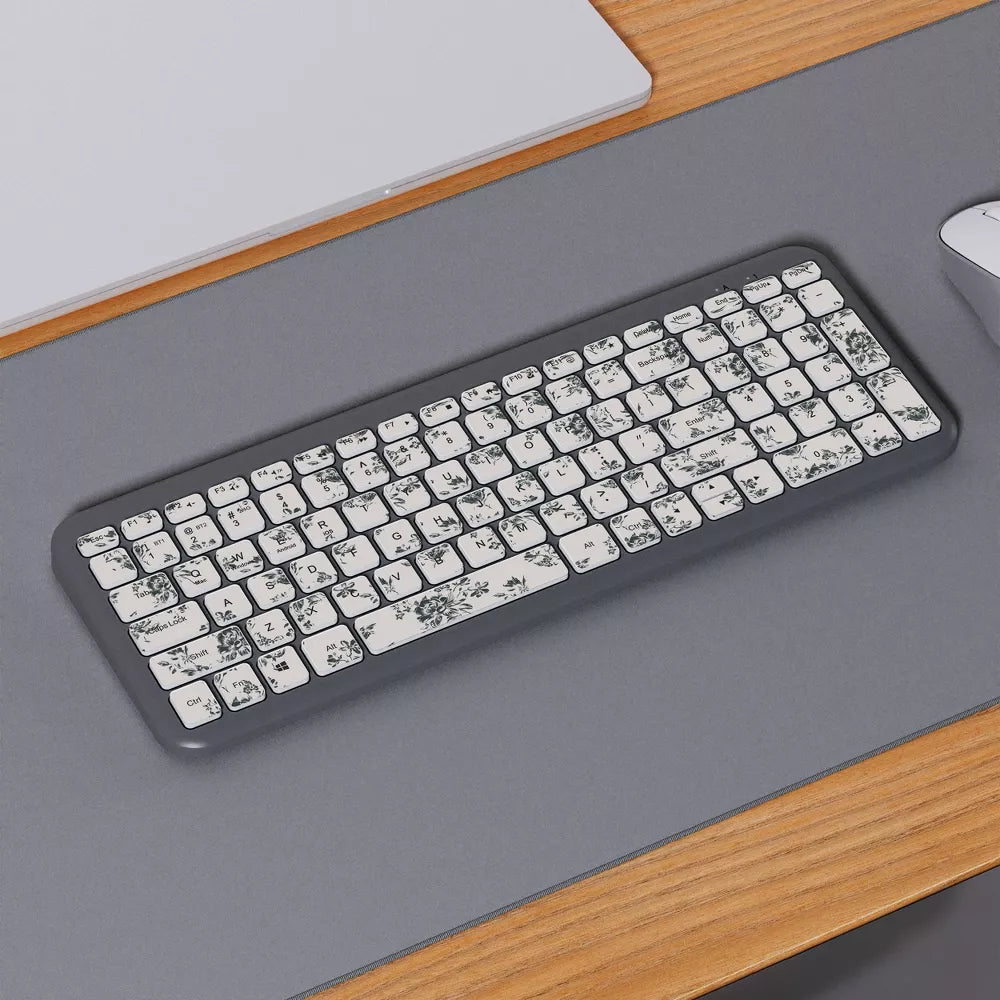 Pattern Decorated Full Size Dual Wireless Membrane Keyboard
