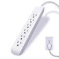 6-Outlet Surge Protected Power Strip with 6ft Braided Flat Plug Extension Cord