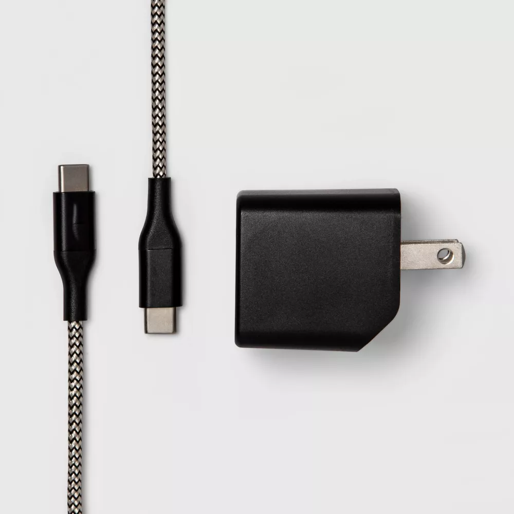 2-Port Wall Charger Kit With Braided USB-C Cable