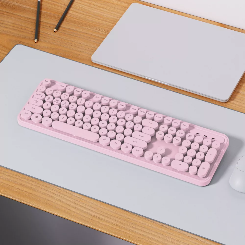 Full Size Round Key Dual Wireless Membrane Keyboard