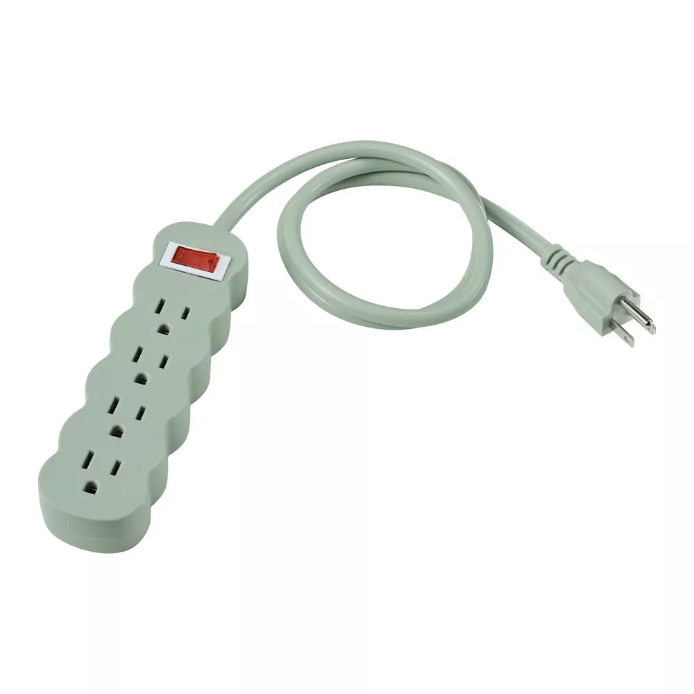 4-Outlet Compact Power Strip with 3ft Grounded Power Cord
